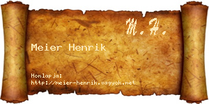 Meier Henrik névjegykártya